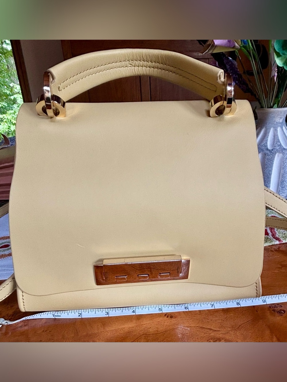 ZAC Zac Posen Leather Top-Handle Satchel β Cream/Butter Yellow